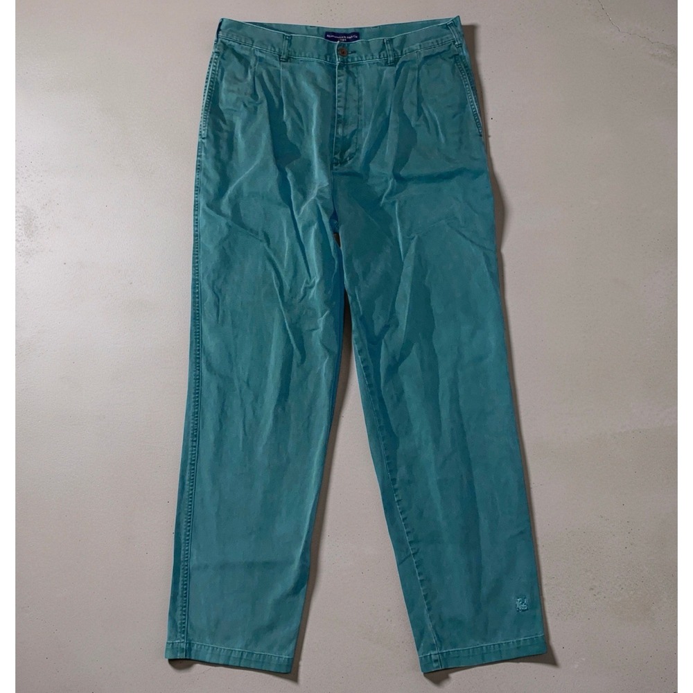Vintage Abercrombie & Fitch Mens 36x34 Green Chino Pants 90s Hong Kong Cotton